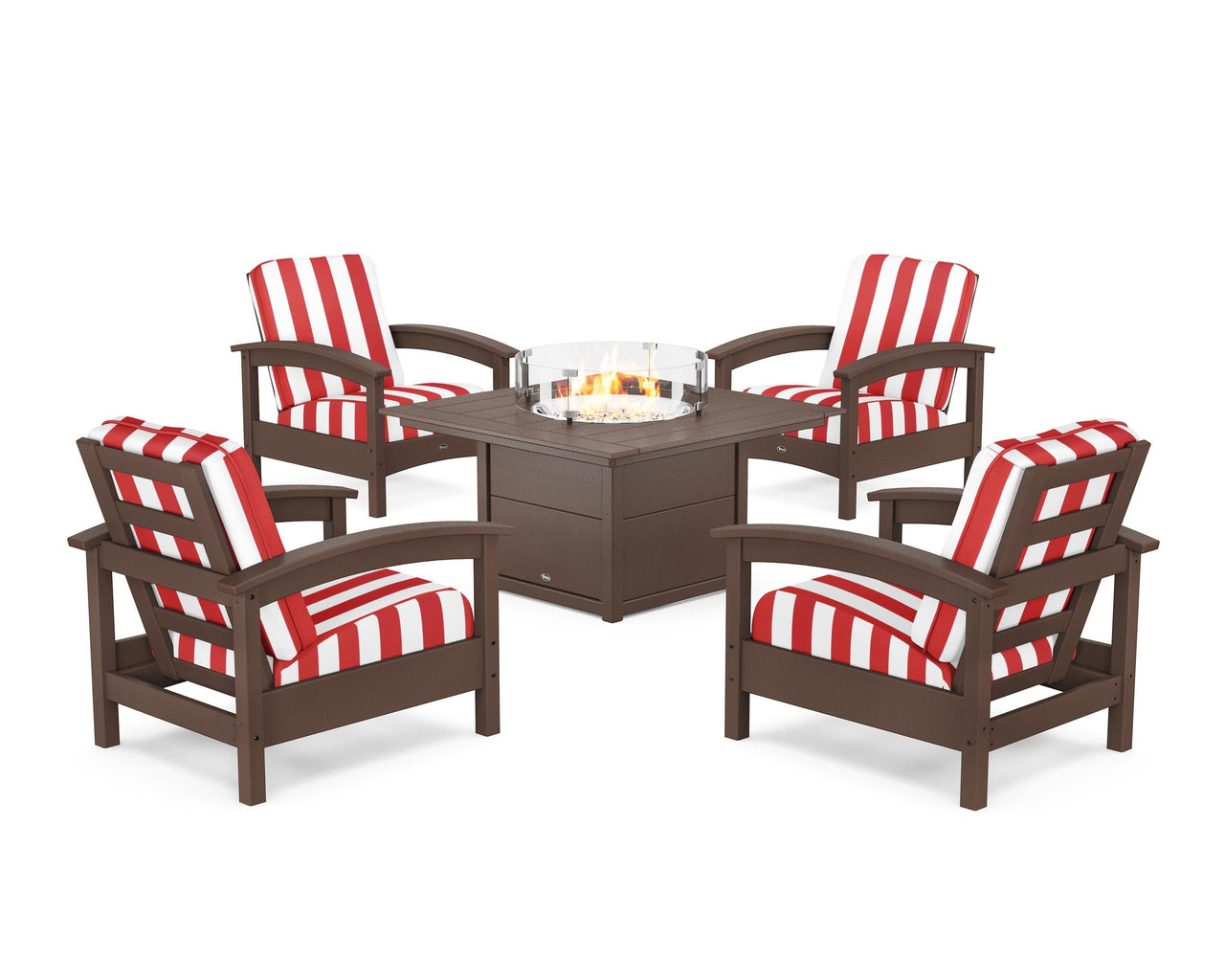 Trex Rockport 5-Piece Deep Seating Set with Square Fire Pit Table