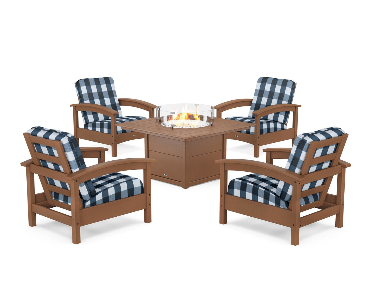 Trex Rockport 5-Piece Deep Seating Set with Square Fire Pit Table