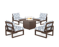 Thumbnail for Trex Eastport Modular 5-Piece Deep Seating Set with Square Fire Pit Table