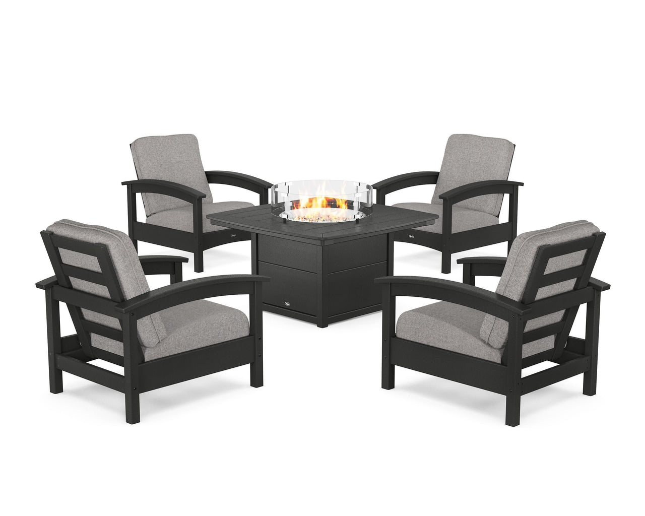 Trex Rockport 5-Piece Deep Seating Set with Yacht Club Fire Pit Table