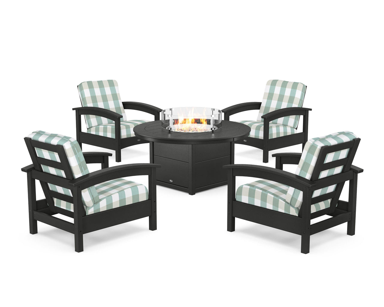 Trex Rockport 5-Piece Deep Seating Set with Round Fire Pit Table