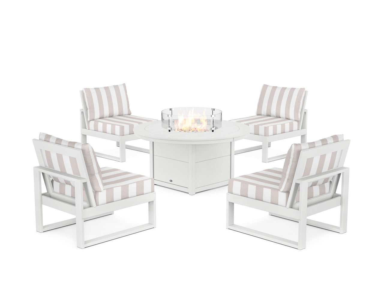 Trex Eastport Modular 5-Piece Deep Seating Set with Round Fire Pit Table