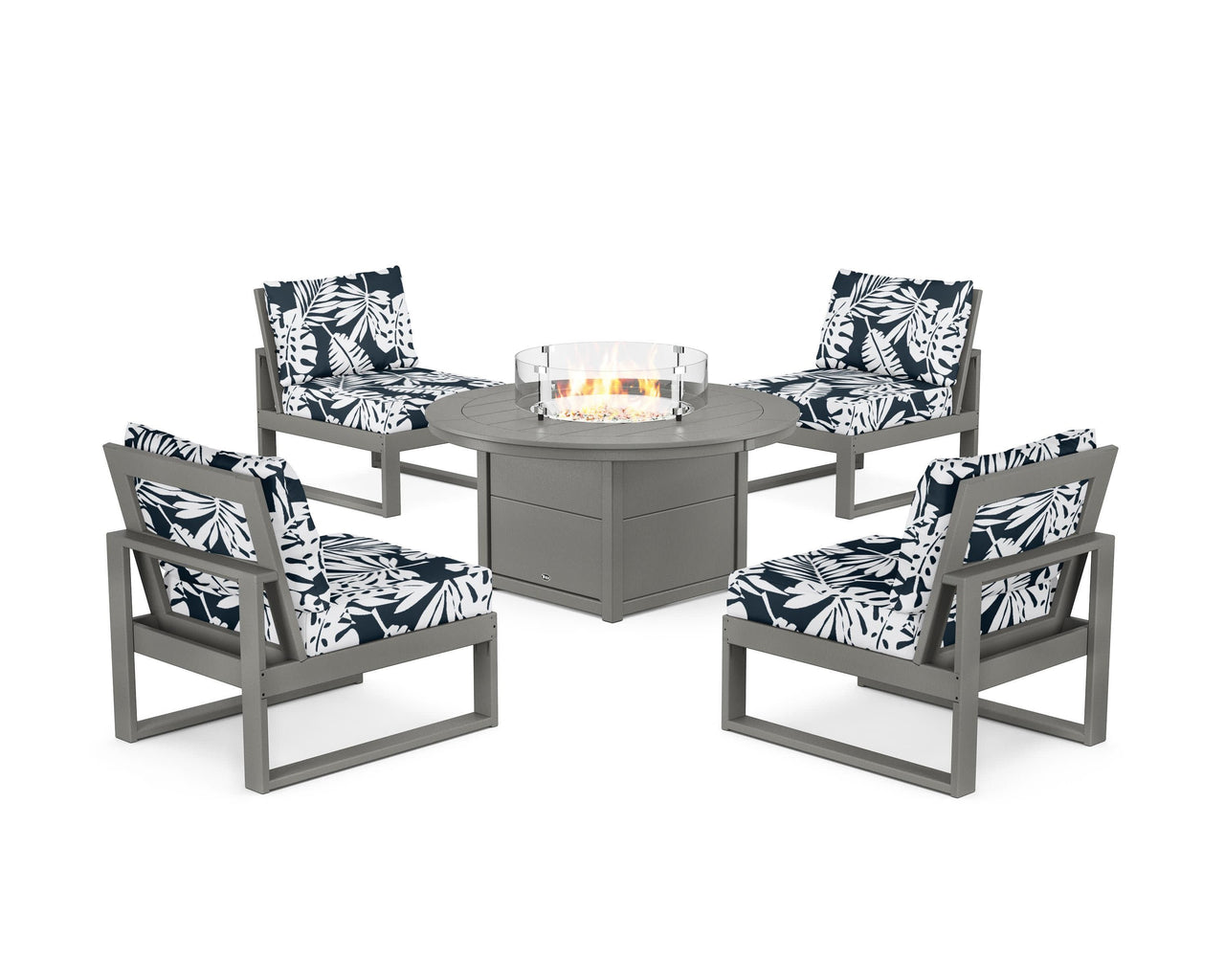 Trex Eastport Modular 5-Piece Deep Seating Set with Round Fire Pit Table