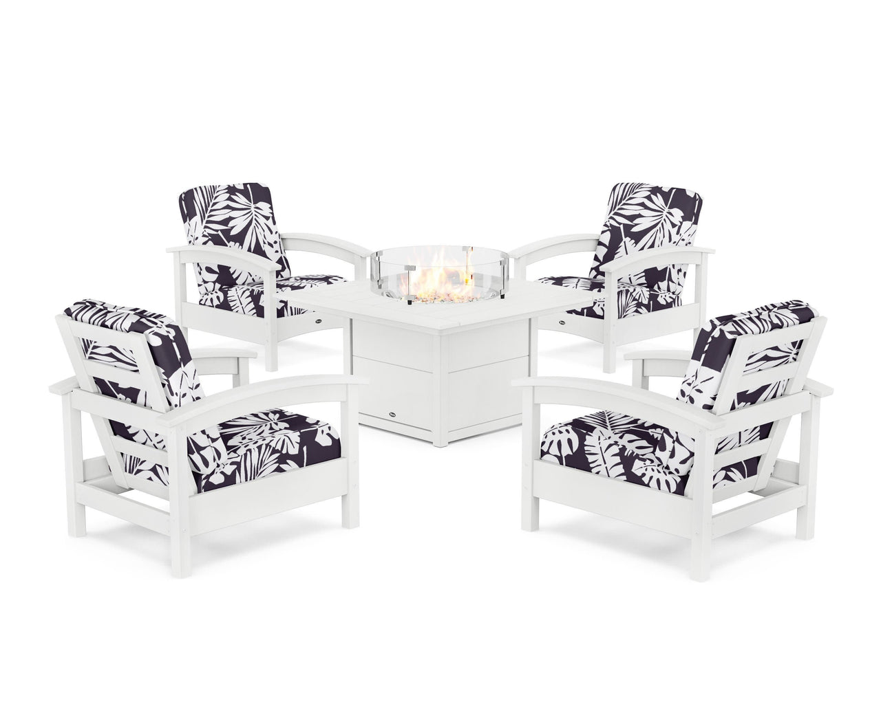 Trex Rockport 5-Piece Deep Seating Set with Square Fire Pit Table