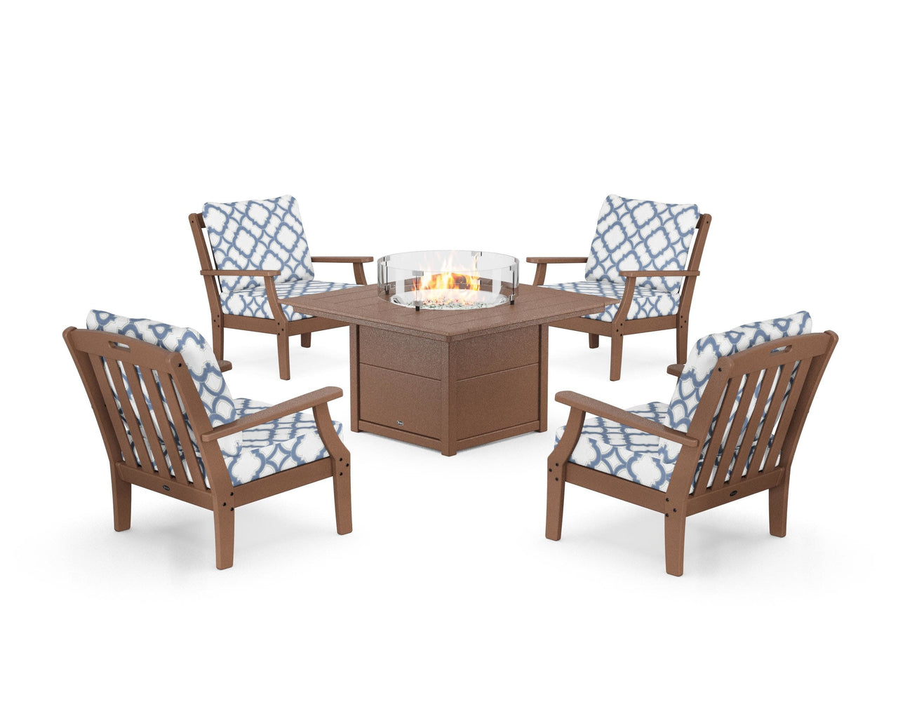 Trex Yacht Club 5-Piece Deep Seating Set with Square Fire Pit Table
