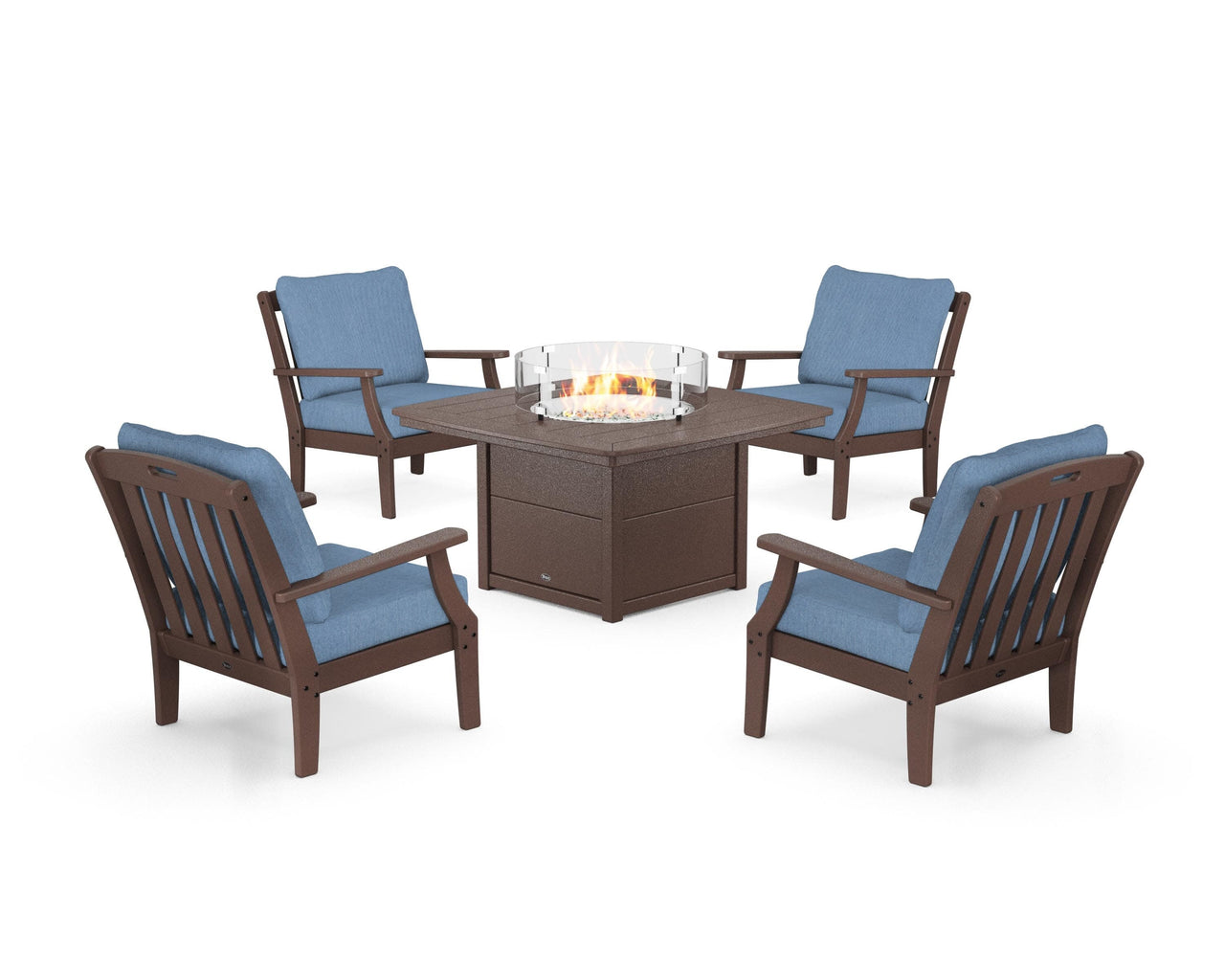 Trex Yacht Club 5-Piece Deep Seating Set with Fire Pit Table
