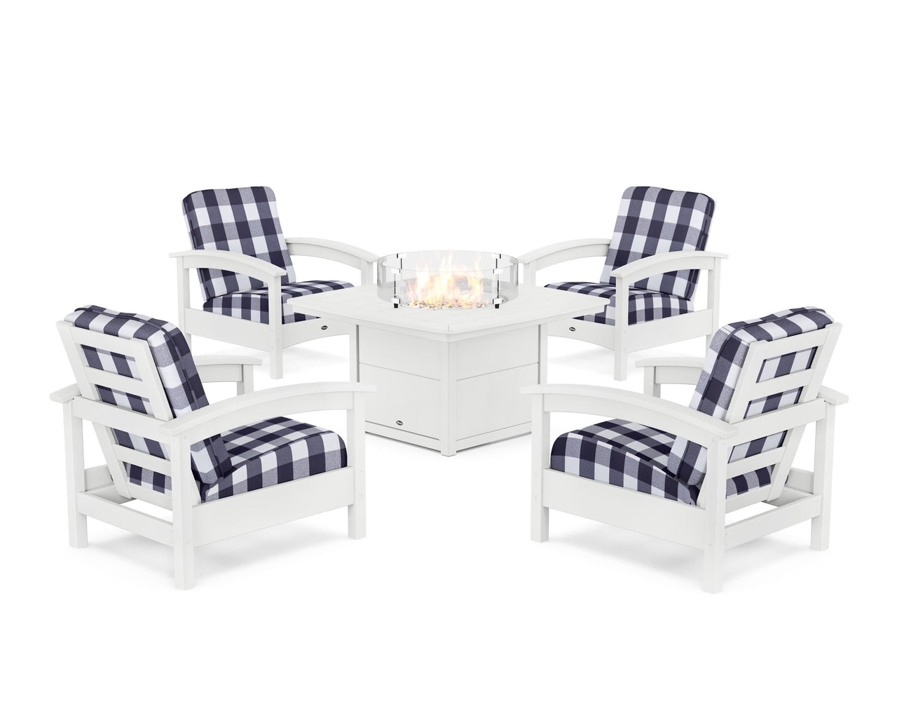 Trex Rockport 5-Piece Deep Seating Set with Yacht Club Fire Pit Table