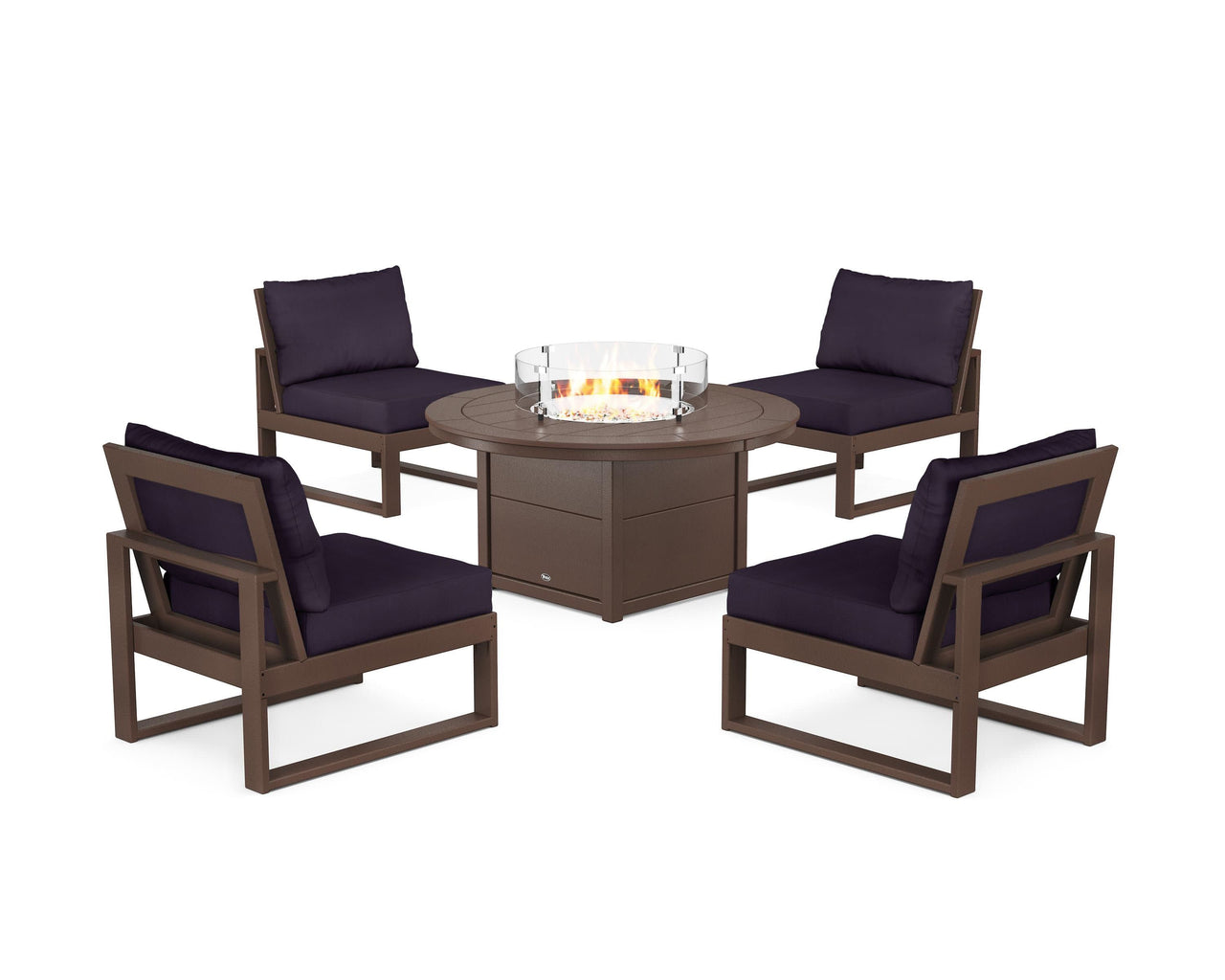 Trex Eastport Modular 5-Piece Deep Seating Set with Round Fire Pit Table