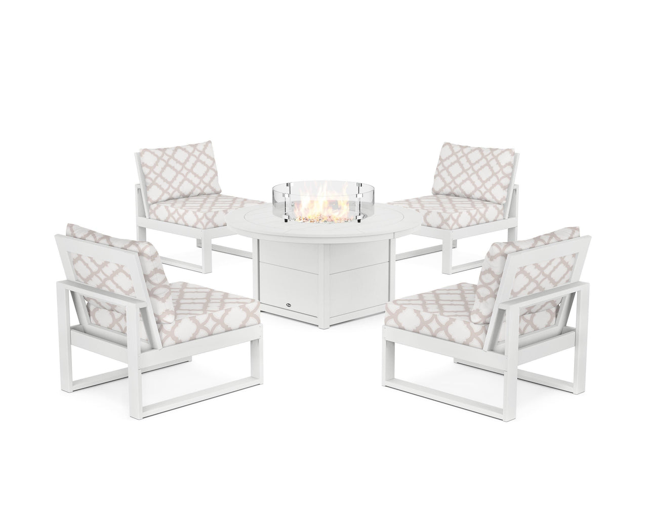 Trex Eastport Modular 5-Piece Deep Seating Set with Round Fire Pit Table