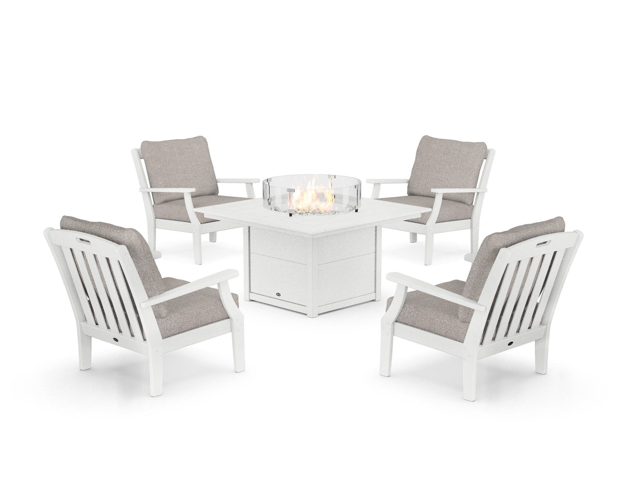 Trex Yacht Club 5-Piece Deep Seating Set with Square Fire Pit Table