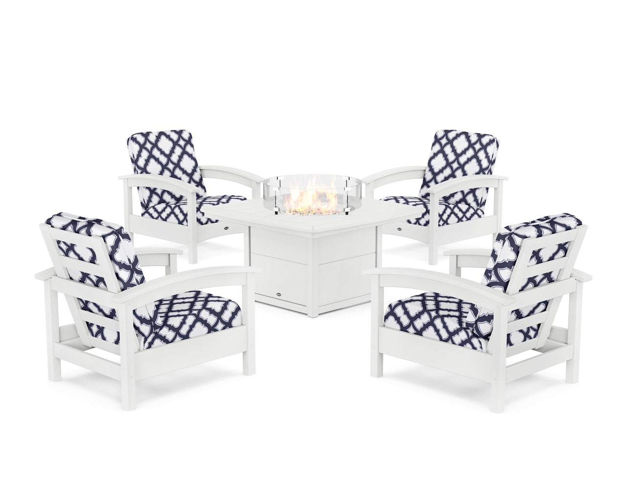 Trex Rockport 5-Piece Deep Seating Set with Yacht Club Fire Pit Table