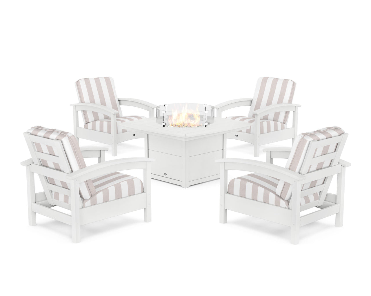 Trex Rockport 5-Piece Deep Seating Set with Yacht Club Fire Pit Table