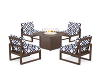 Thumbnail for Trex Eastport Modular 5-Piece Deep Seating Set with Yacht Club Fire Pit Table