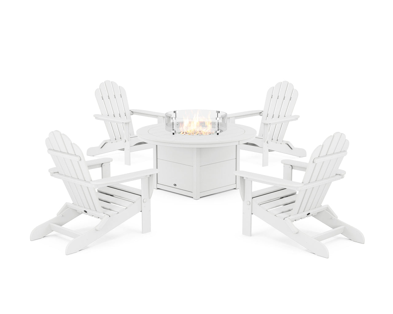 Trex 5-Piece Monterey Bay Folding Adirondack Conversation Set with Fire Pit Table