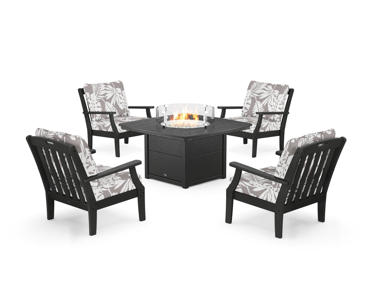 Trex Yacht Club 5-Piece Deep Seating Set with Fire Pit Table