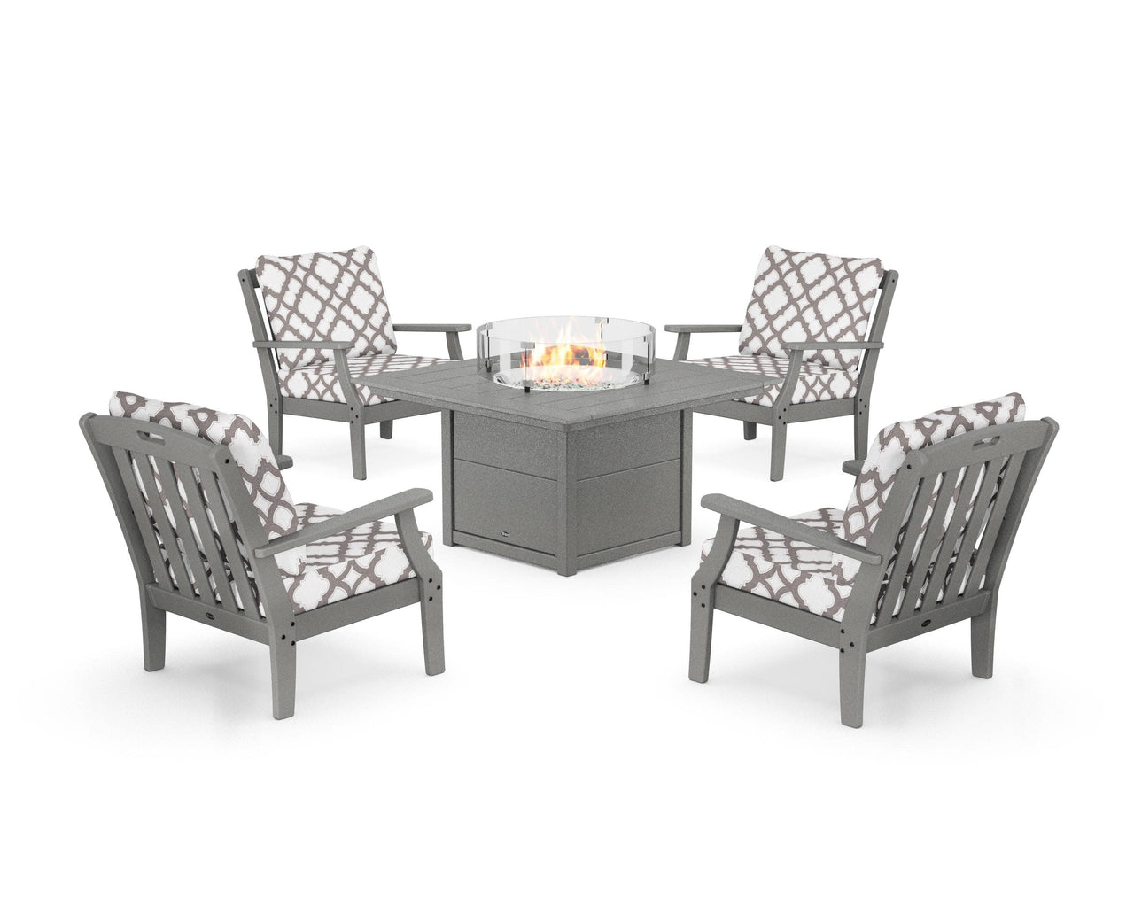 Trex Yacht Club 5-Piece Deep Seating Set with Square Fire Pit Table