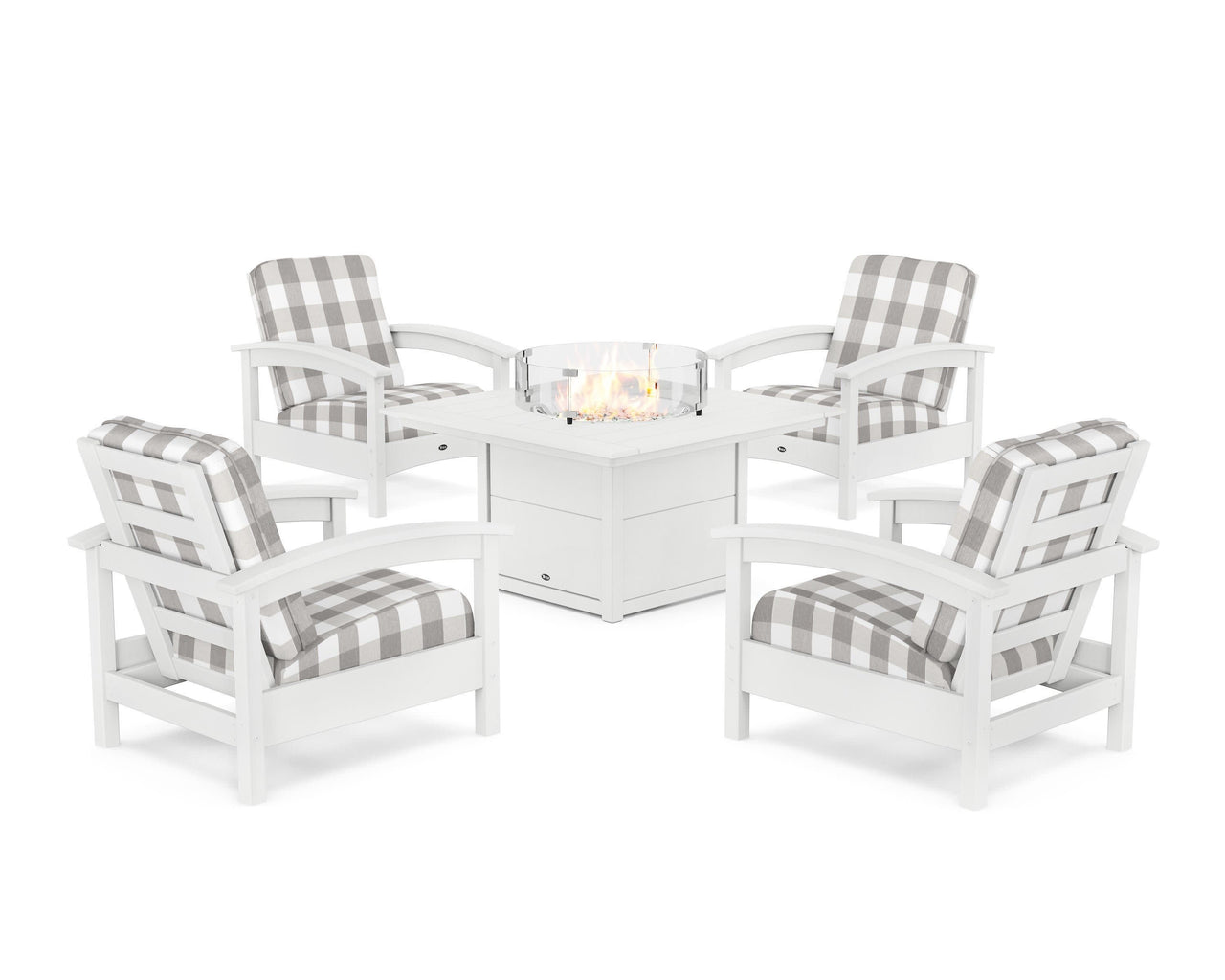 Trex Rockport 5-Piece Deep Seating Set with Square Fire Pit Table