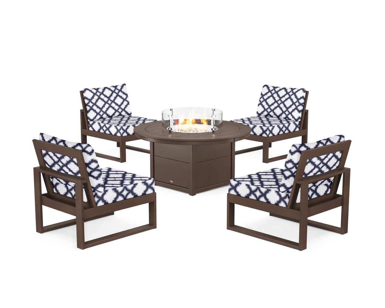 Trex Eastport Modular 5-Piece Deep Seating Set with Round Fire Pit Table