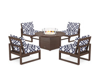 Thumbnail for Trex Eastport Modular 5-Piece Deep Seating Set with Round Fire Pit Table