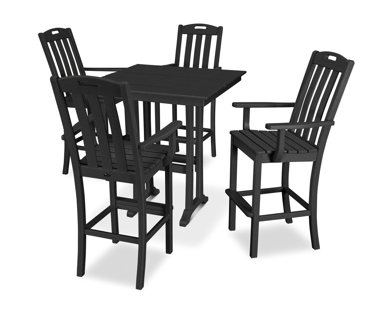 Trex Yacht Club 5-Piece Farmhouse Trestle Arm Chair Bar Set