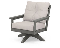 Thumbnail for POLYWOOD Vineyard Deep Seating Swivel Chair - Slate Grey / Dune Burlap