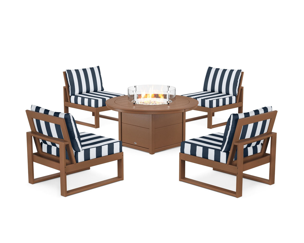 Trex Eastport Modular 5-Piece Deep Seating Set with Round Fire Pit Table