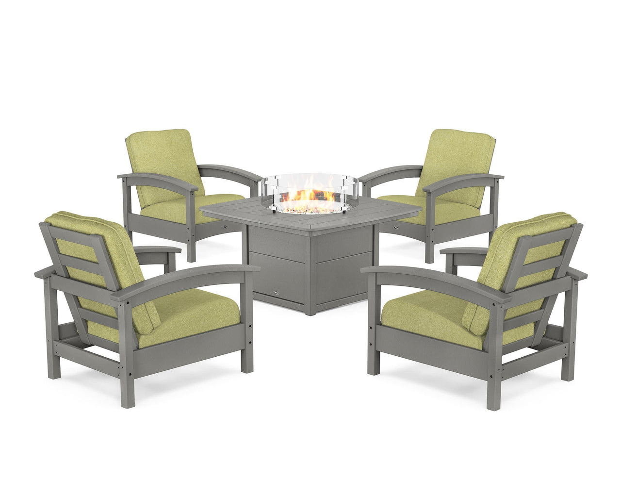 Trex Rockport 5-Piece Deep Seating Set with Yacht Club Fire Pit Table