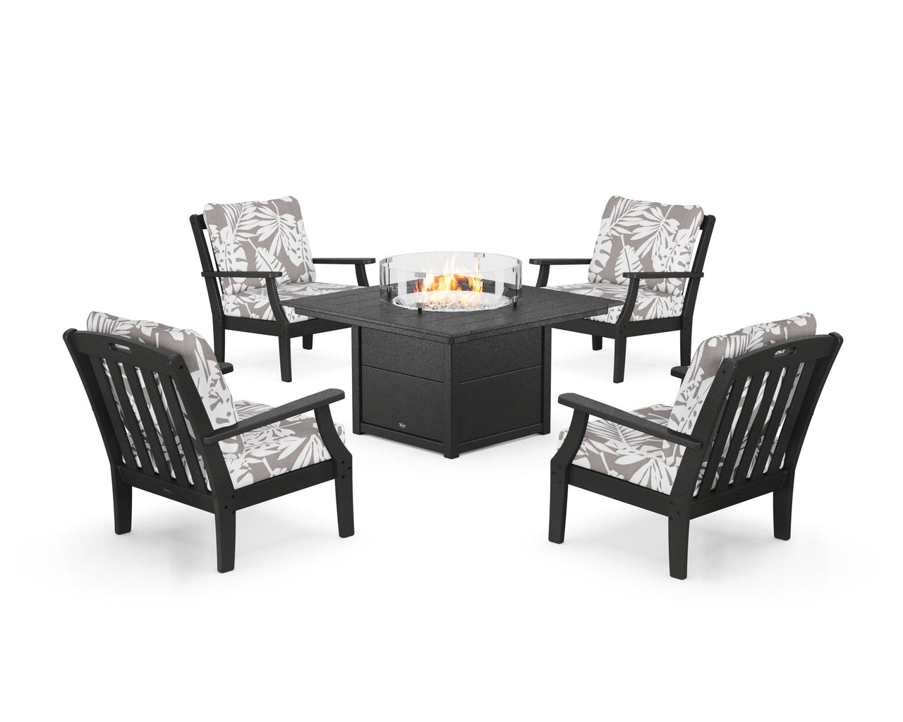 Trex Yacht Club 5-Piece Deep Seating Set with Square Fire Pit Table