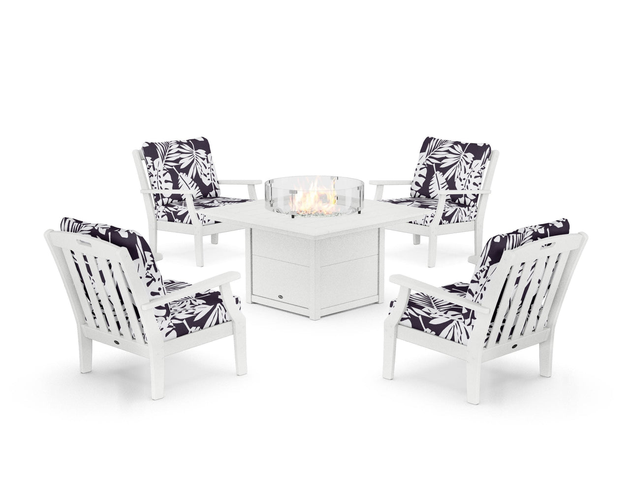 Trex Yacht Club 5-Piece Deep Seating Set with Square Fire Pit Table