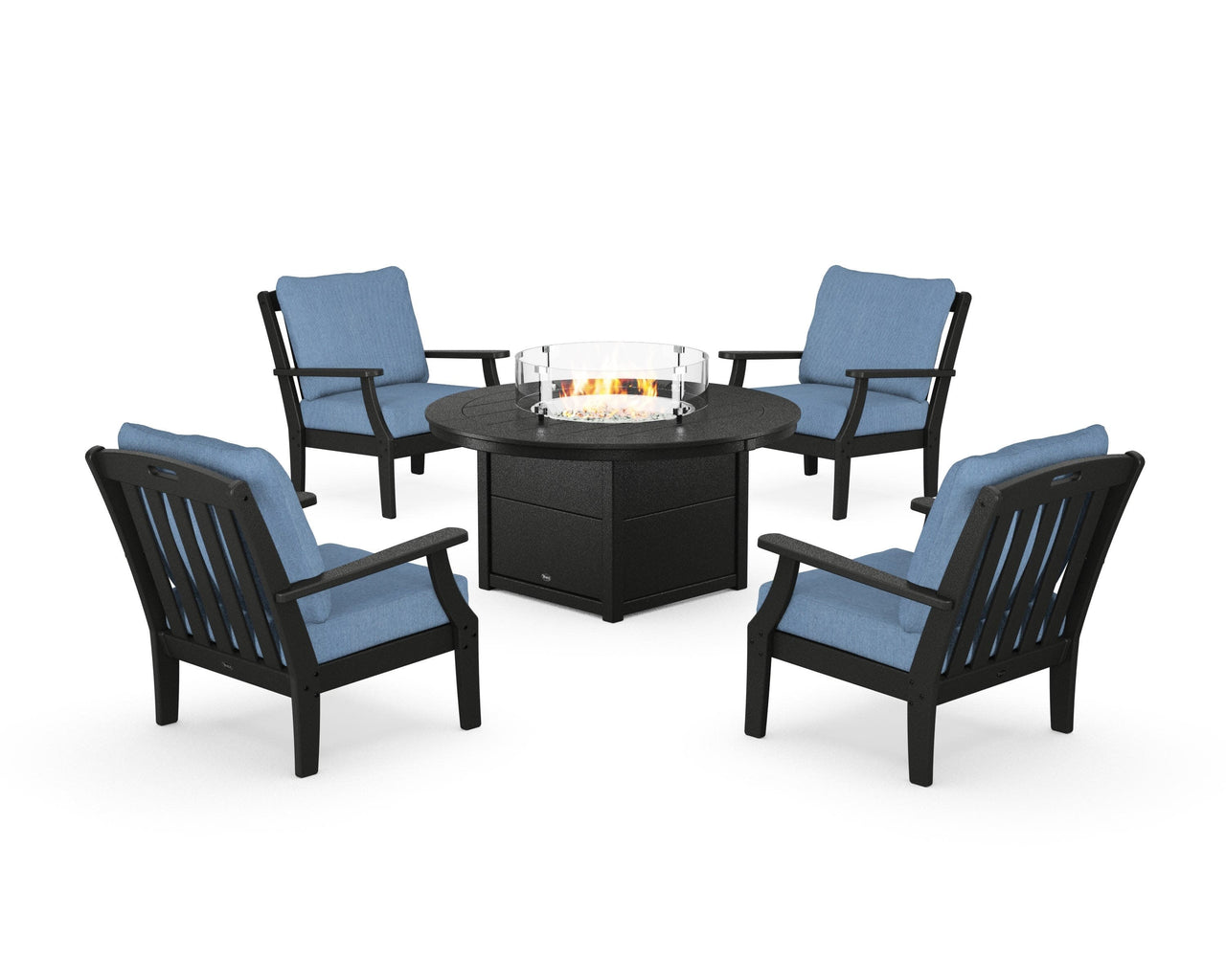 Trex Yacht Club 5-Piece Deep Seating Set with Round Fire Pit Table