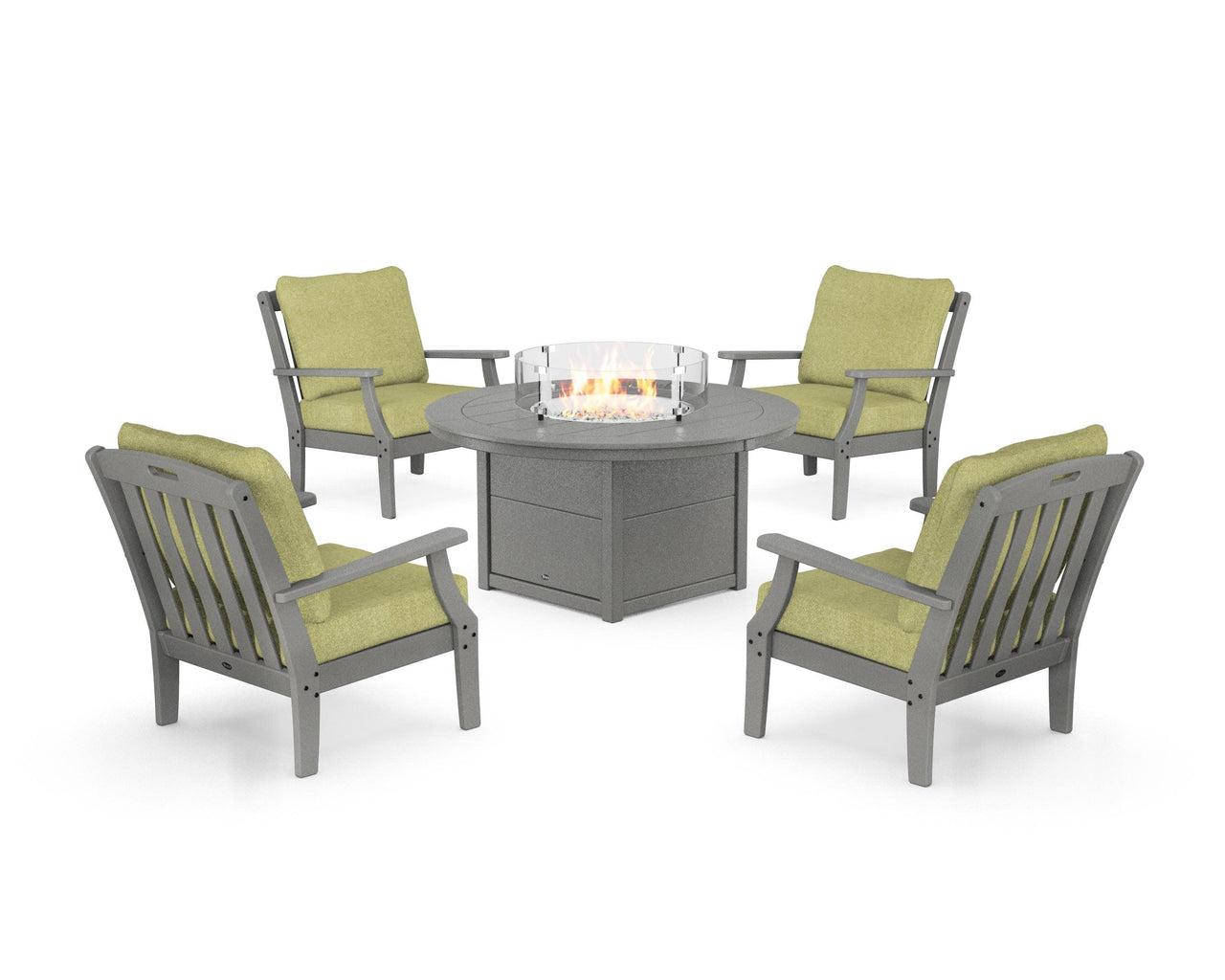 Trex Yacht Club 5-Piece Deep Seating Set with Round Fire Pit Table