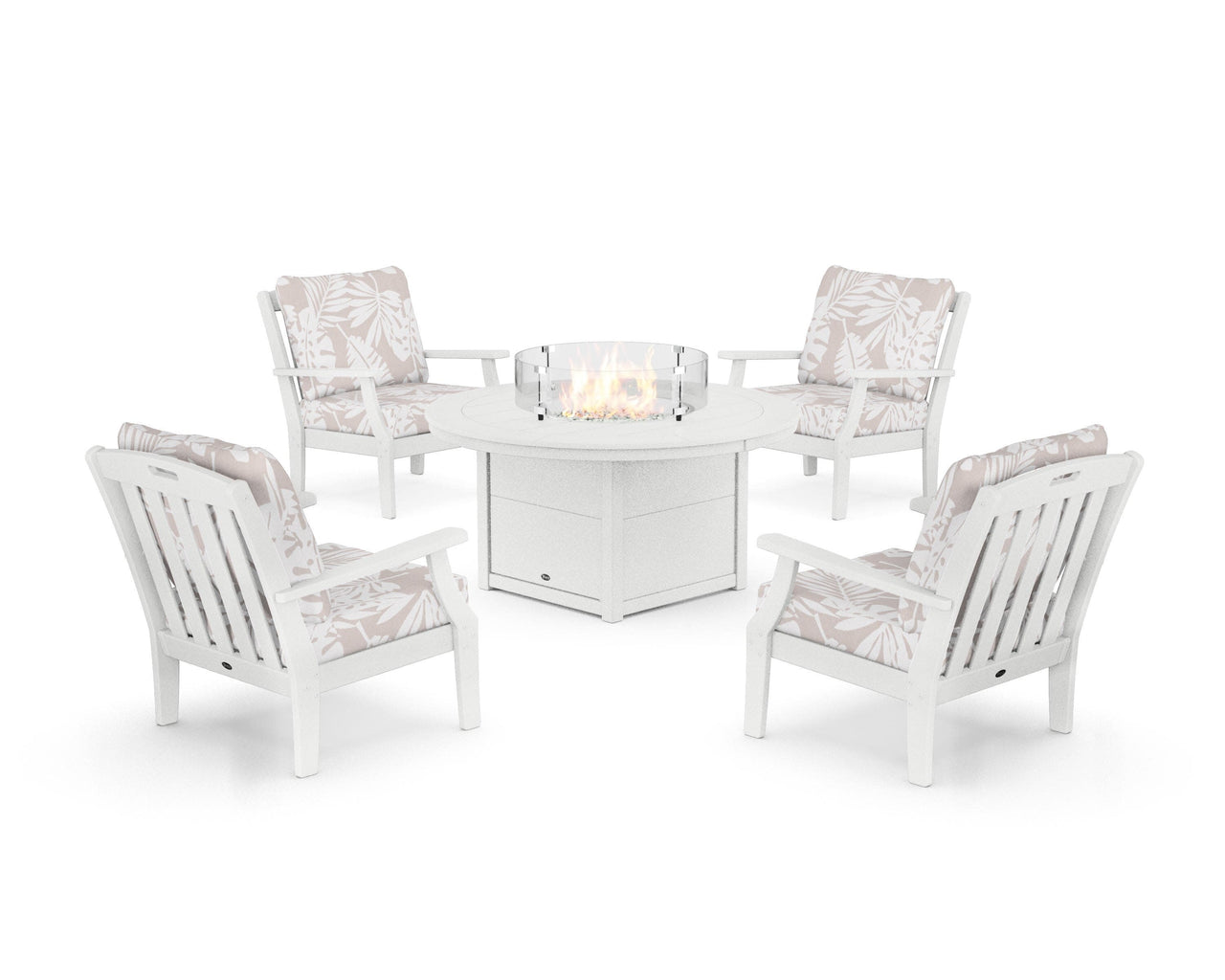 Trex Yacht Club 5-Piece Deep Seating Set with Round Fire Pit Table