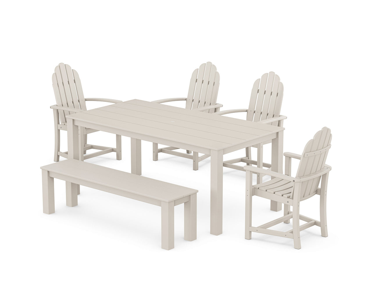Trex Cape Cod Adirondack 6-Piece Parsons Dining Set with Bench - Sand Castle