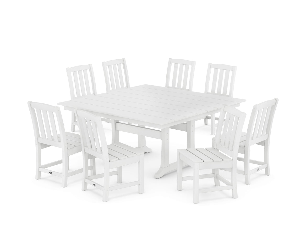 Trex Cape Cod Side Chair 9-Piece Square Farmhouse Dining Set with Trestle Legs