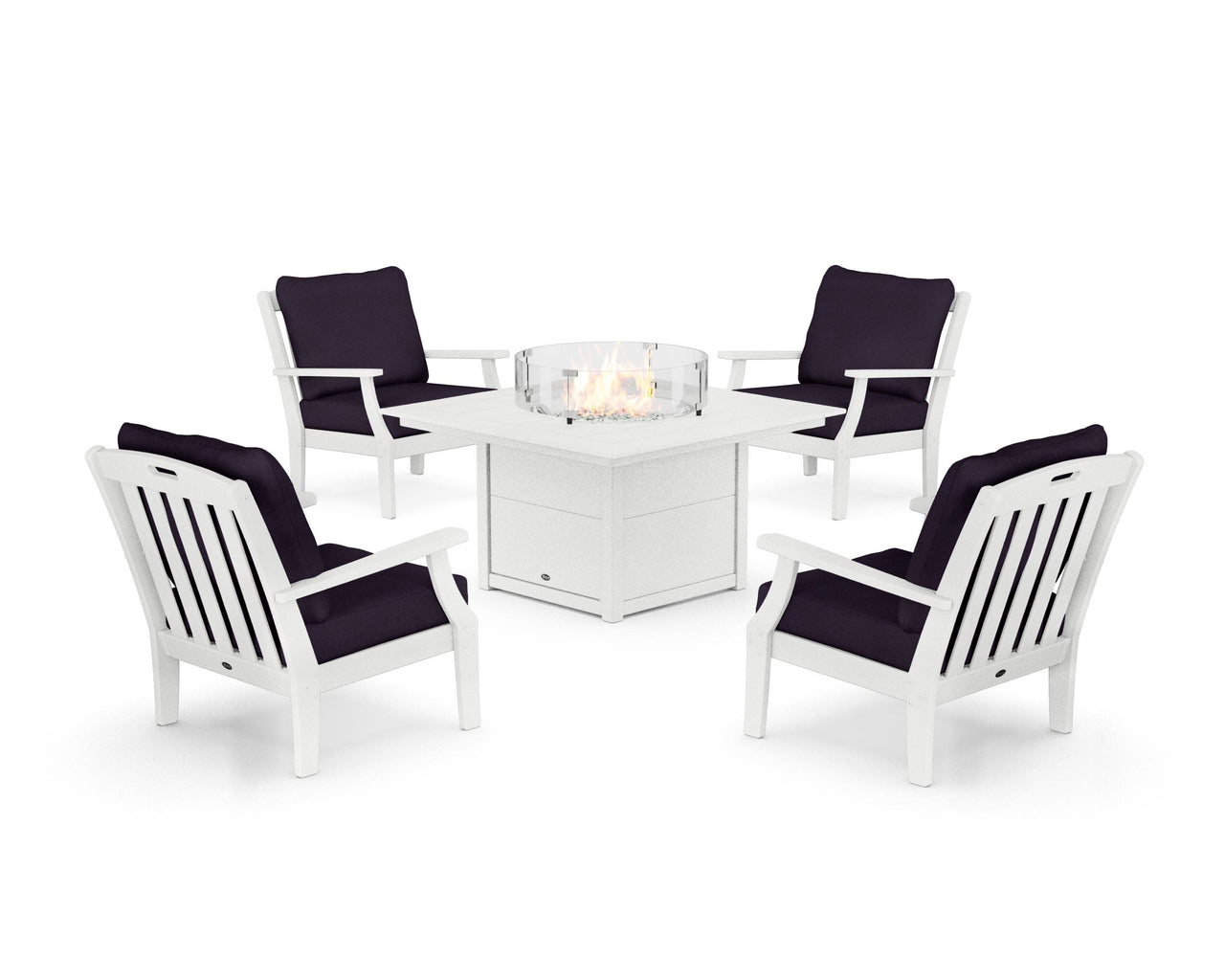 Trex Yacht Club 5-Piece Deep Seating Set with Square Fire Pit Table