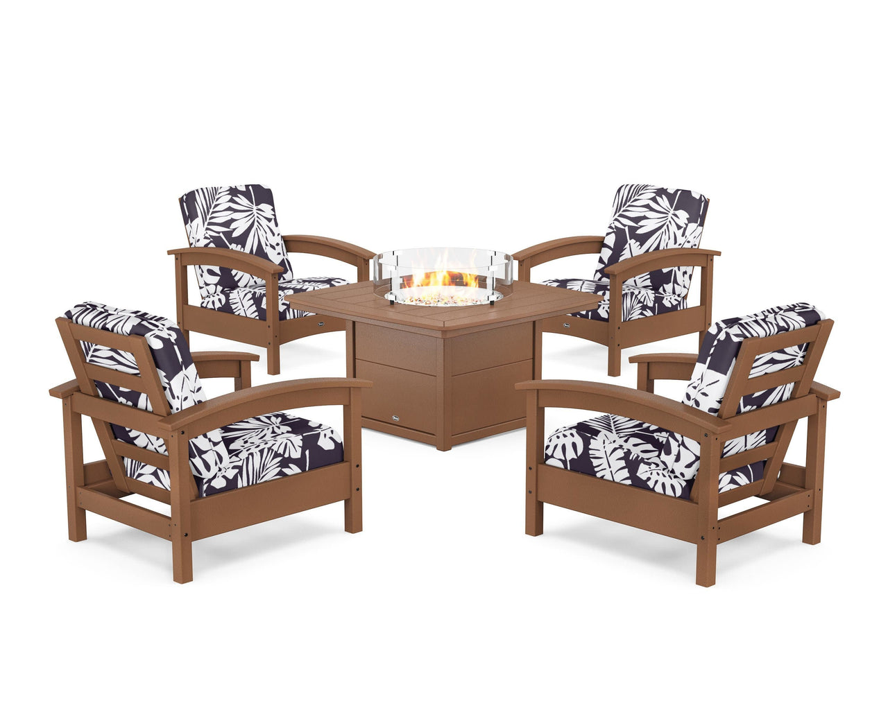 Trex Rockport 5-Piece Deep Seating Set with Yacht Club Fire Pit Table