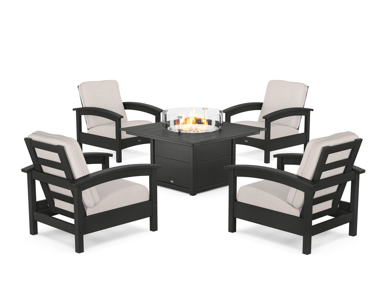 Trex Rockport 5-Piece Deep Seating Set with Square Fire Pit Table
