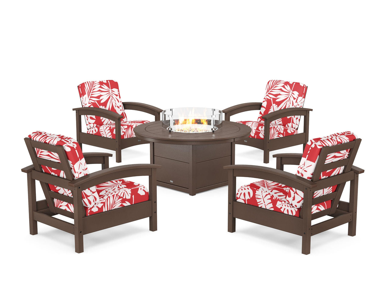 Trex Rockport 5-Piece Deep Seating Set with Round Fire Pit Table