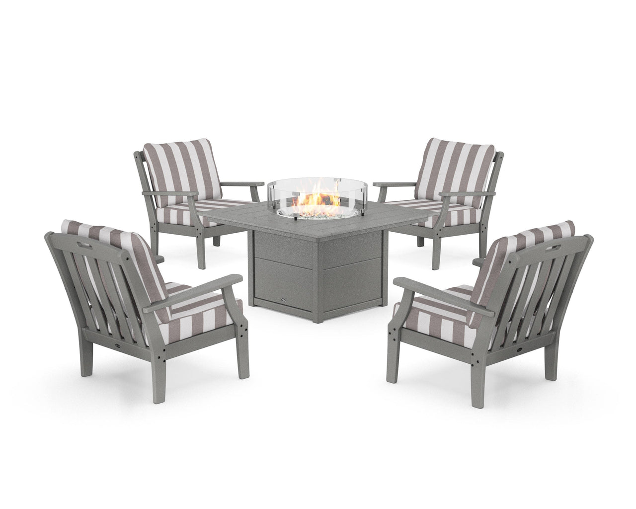 Trex Yacht Club 5-Piece Deep Seating Set with Square Fire Pit Table