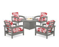 Thumbnail for Trex Rockport 5-Piece Deep Seating Set with Round Fire Pit Table