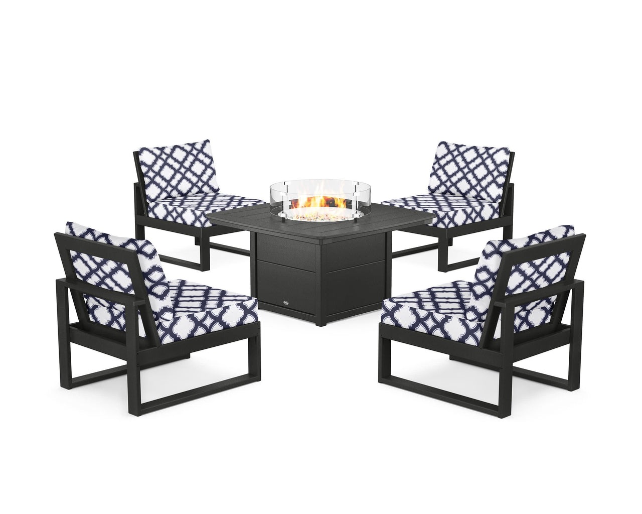 Trex Eastport Modular 5-Piece Deep Seating Set with Yacht Club Fire Pit Table