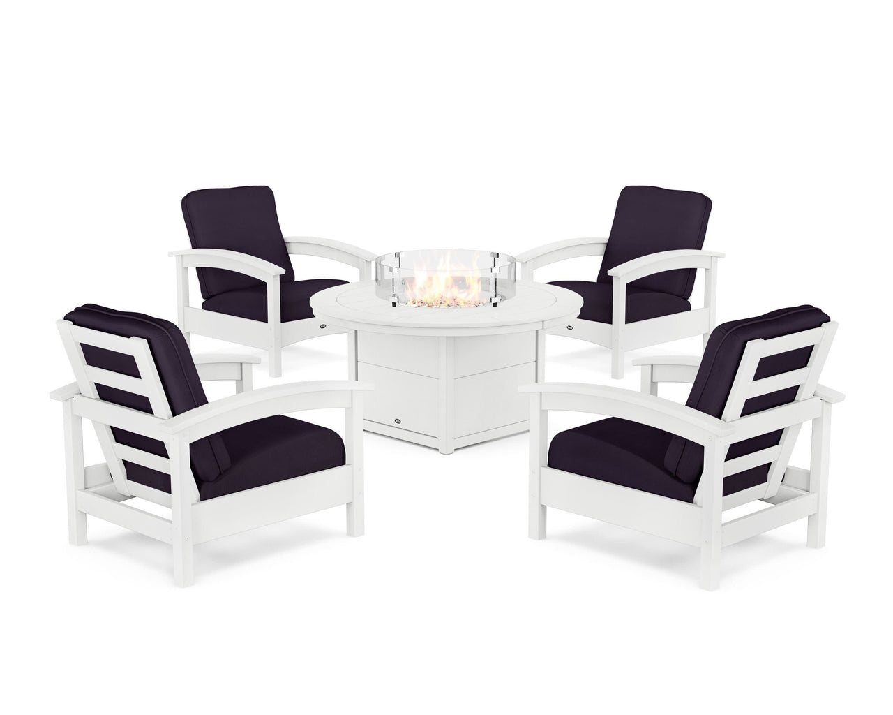Trex Rockport 5-Piece Deep Seating Set with Round Fire Pit Table