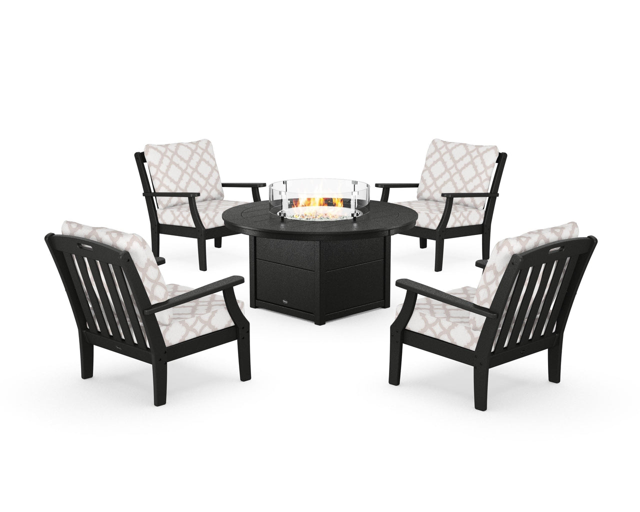 Trex Yacht Club 5-Piece Deep Seating Set with Round Fire Pit Table