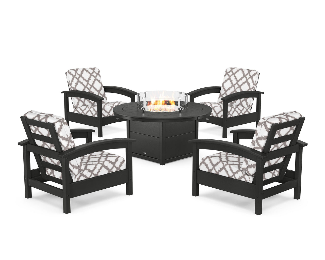 Trex Rockport 5-Piece Deep Seating Set with Round Fire Pit Table