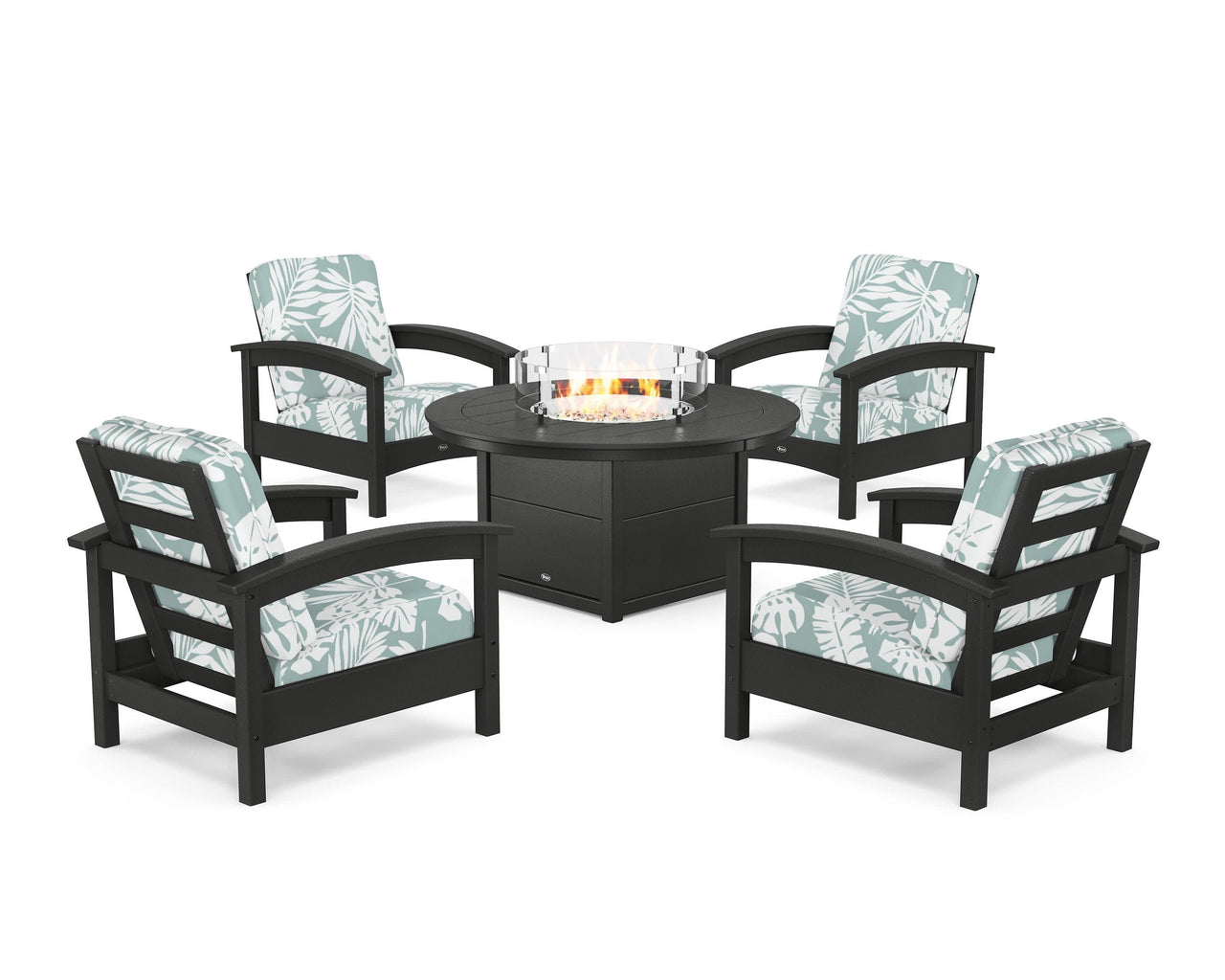 Trex Rockport 5-Piece Deep Seating Set with Round Fire Pit Table