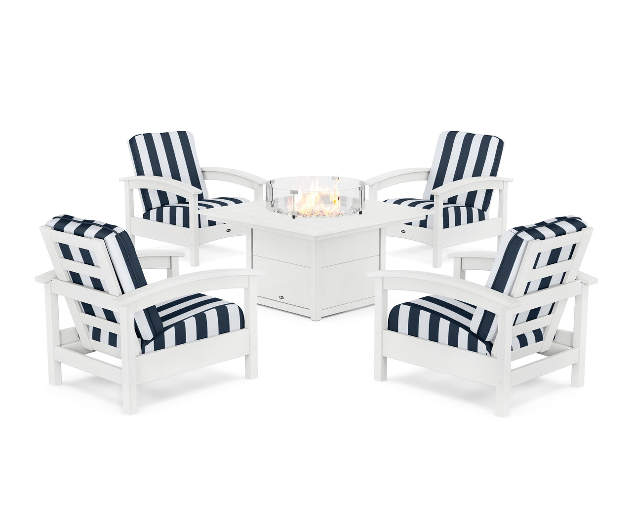 Trex Rockport 5-Piece Deep Seating Set with Square Fire Pit Table