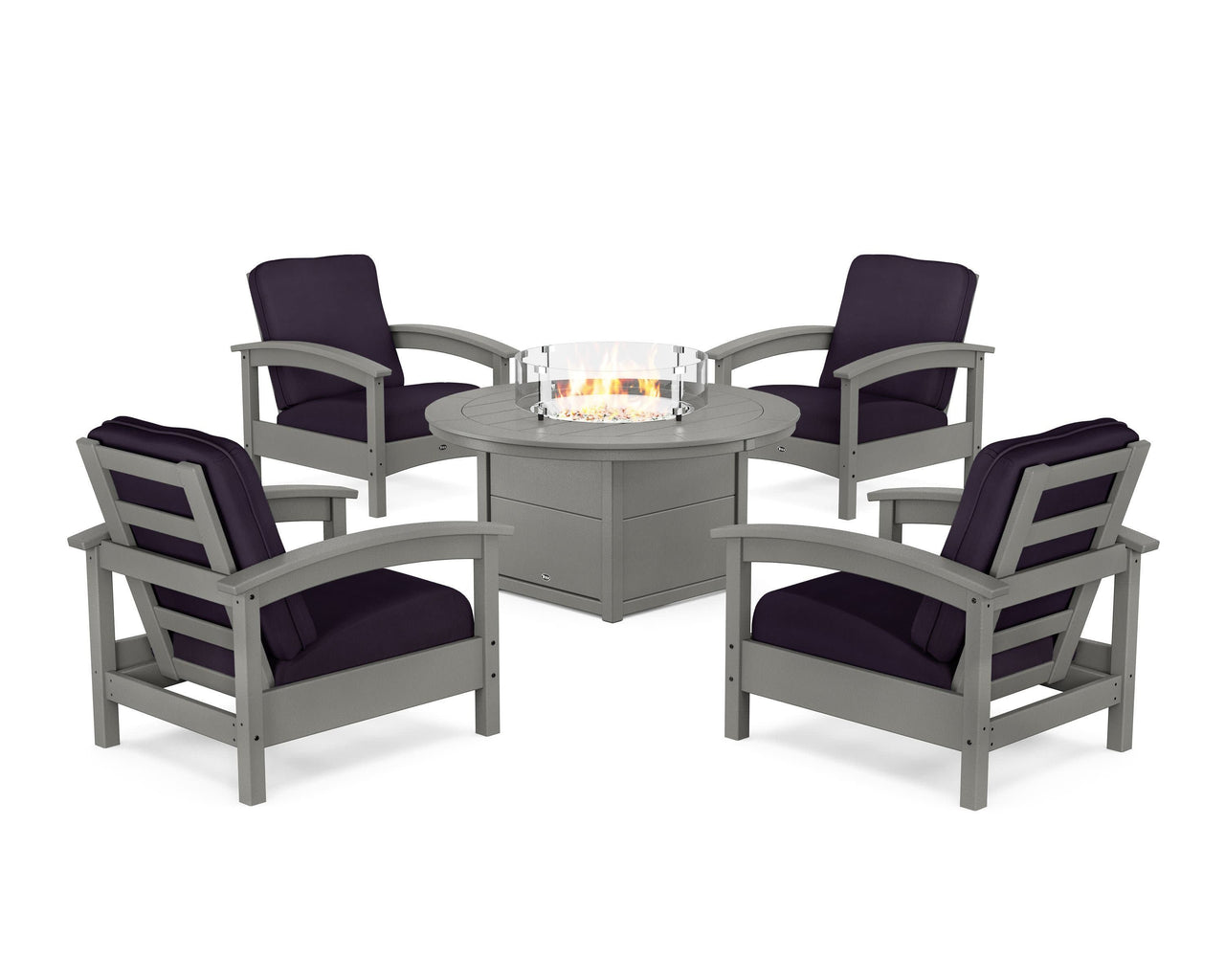 Trex Rockport 5-Piece Deep Seating Set with Round Fire Pit Table