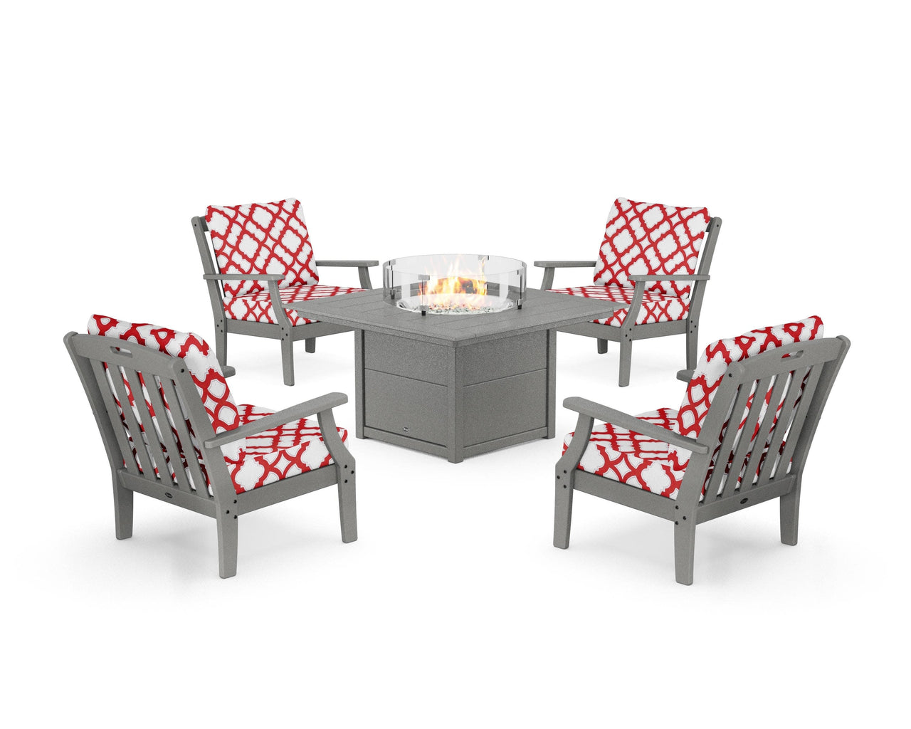 Trex Yacht Club 5-Piece Deep Seating Set with Square Fire Pit Table