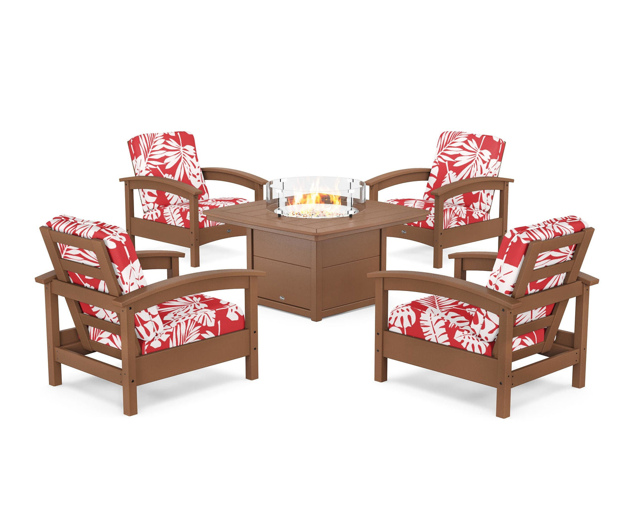 Trex Rockport 5-Piece Deep Seating Set with Yacht Club Fire Pit Table