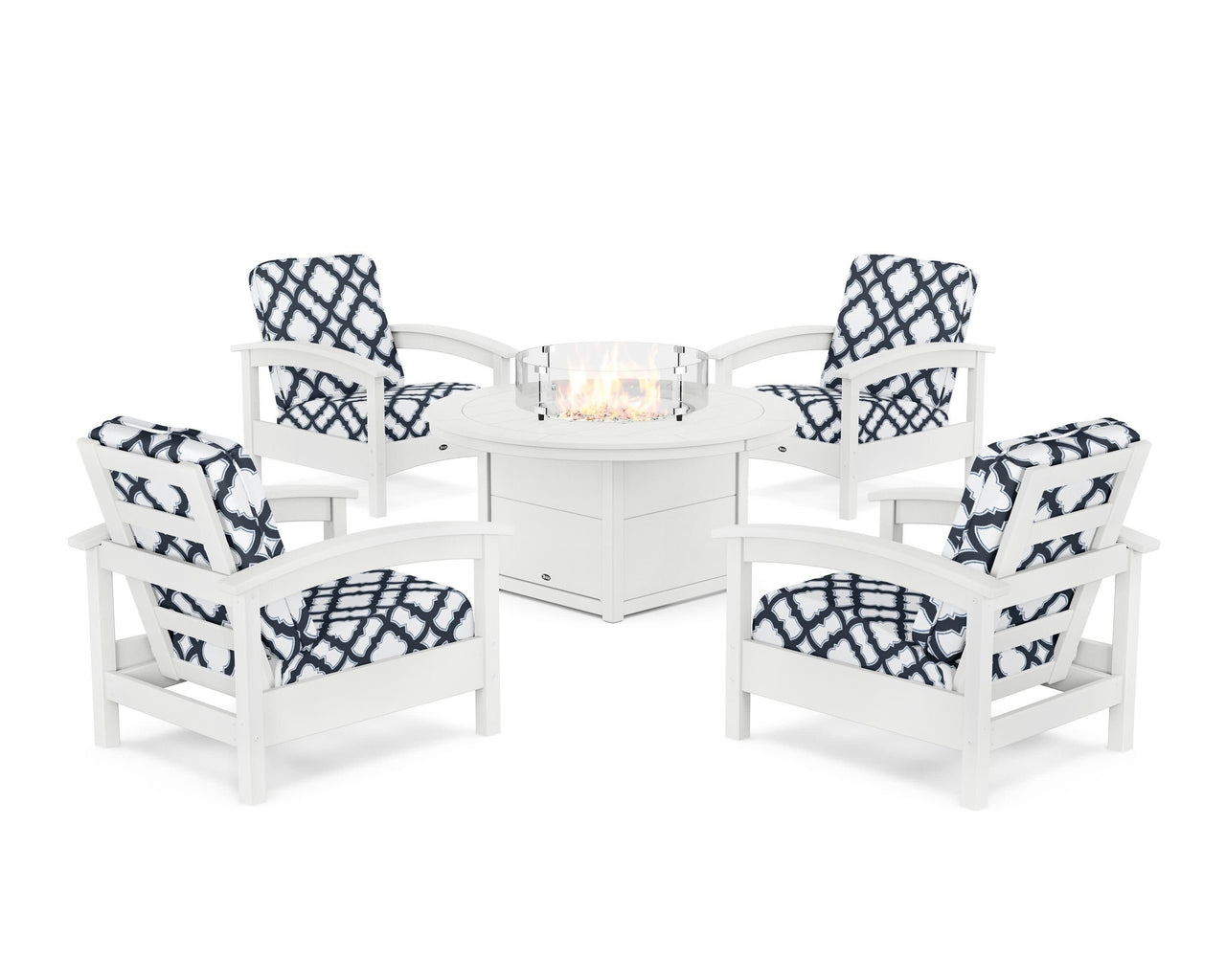 Trex Rockport 5-Piece Deep Seating Set with Round Fire Pit Table